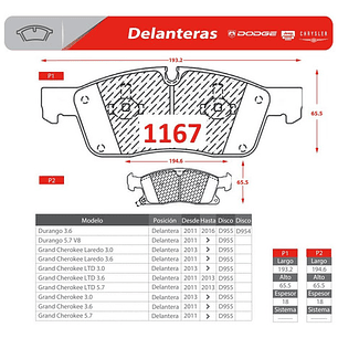 Pastillas Freno Del + Tra Jeep Grand Cherokee 2011-2019