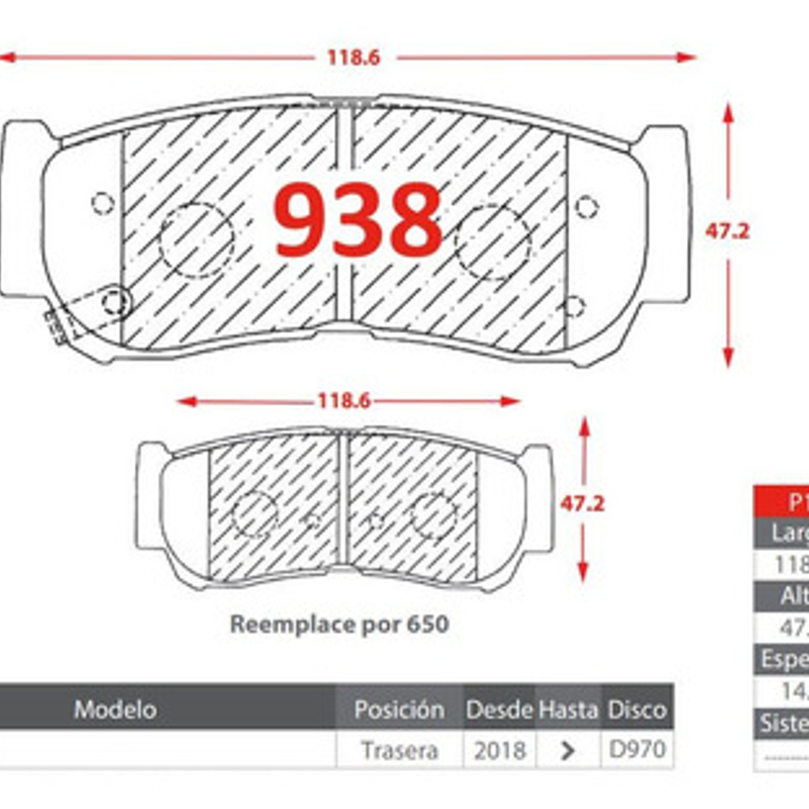 Pastillas Freno Del + Tra Maxus T60 2.0 2.8 2017-2023 3