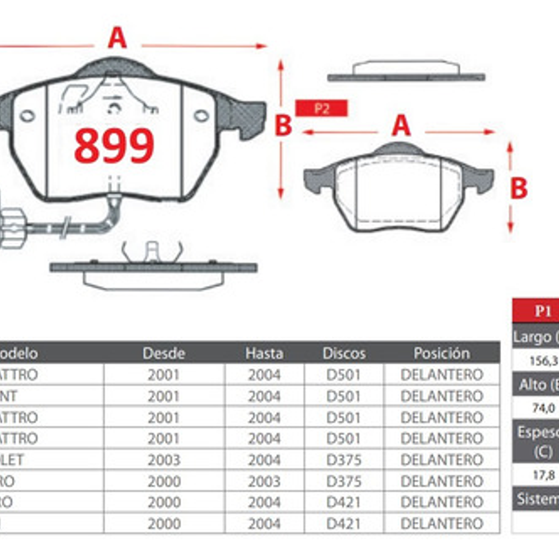 Kit Pastillas Freno Gtx Para Audi A6 2.0 Año 2004 2011 4