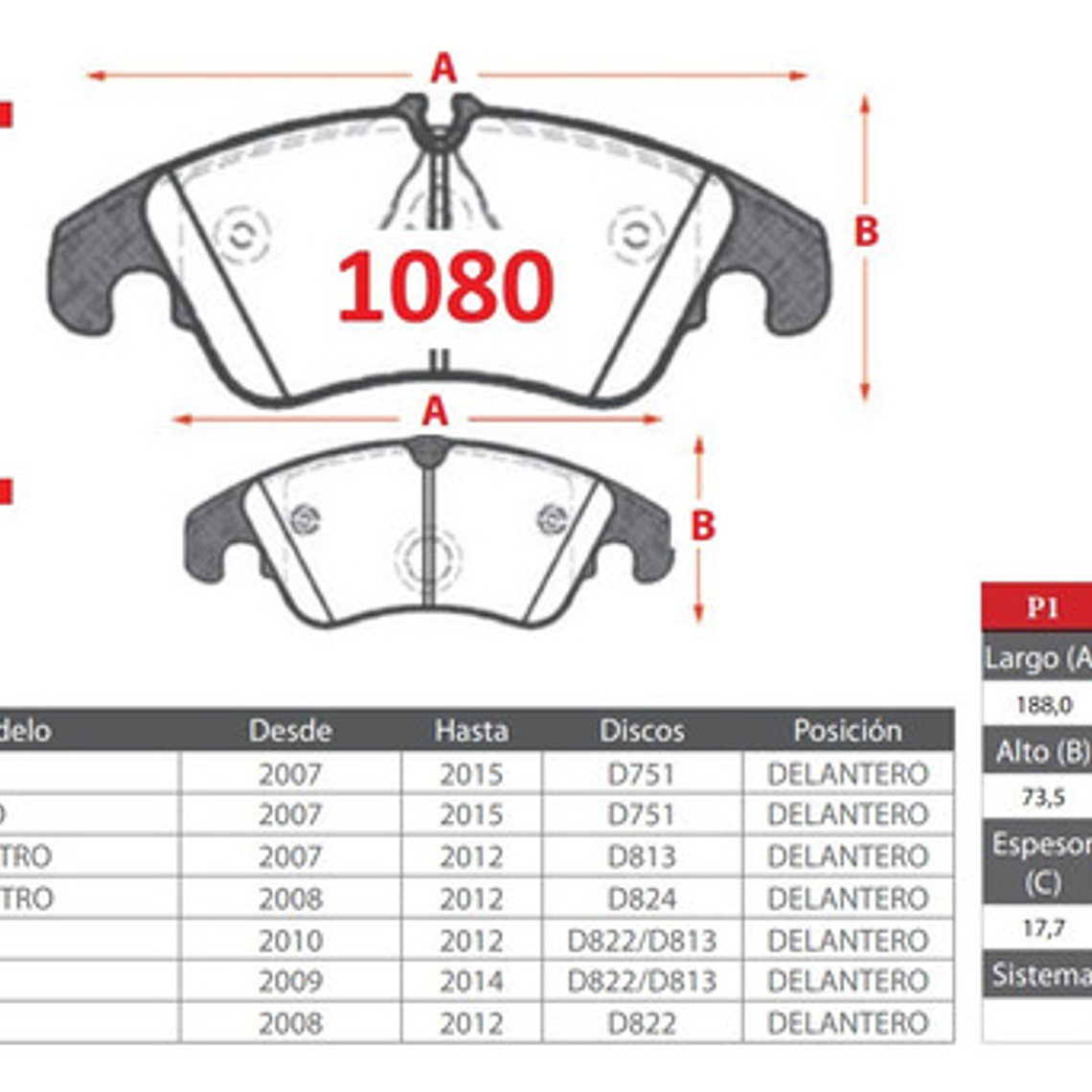 Pastillas Freno Delanteras Brembo Para Audi A6 2.0 2010 2017 2