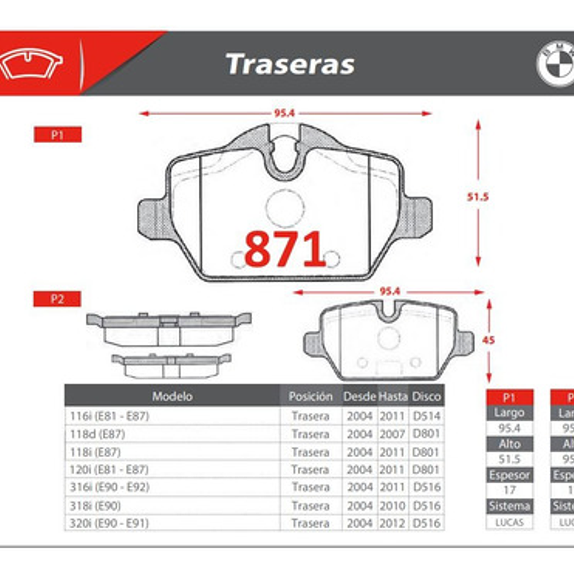 Discos Freno Traseros + Pastillas Bmw 116i E87/e81 2003 2013 2