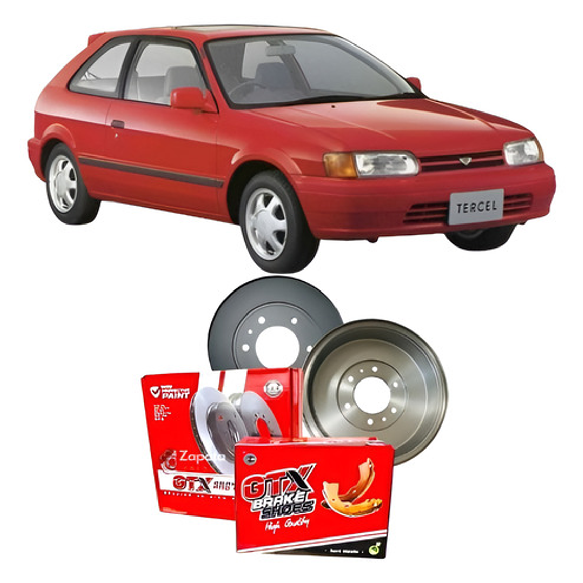 Par Tambores Freno + Balatas Gtx - Toyota Tercel 1