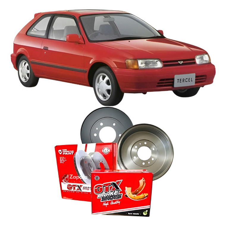 Par Tambores Freno + Balatas Gtx - Toyota Tercel 1