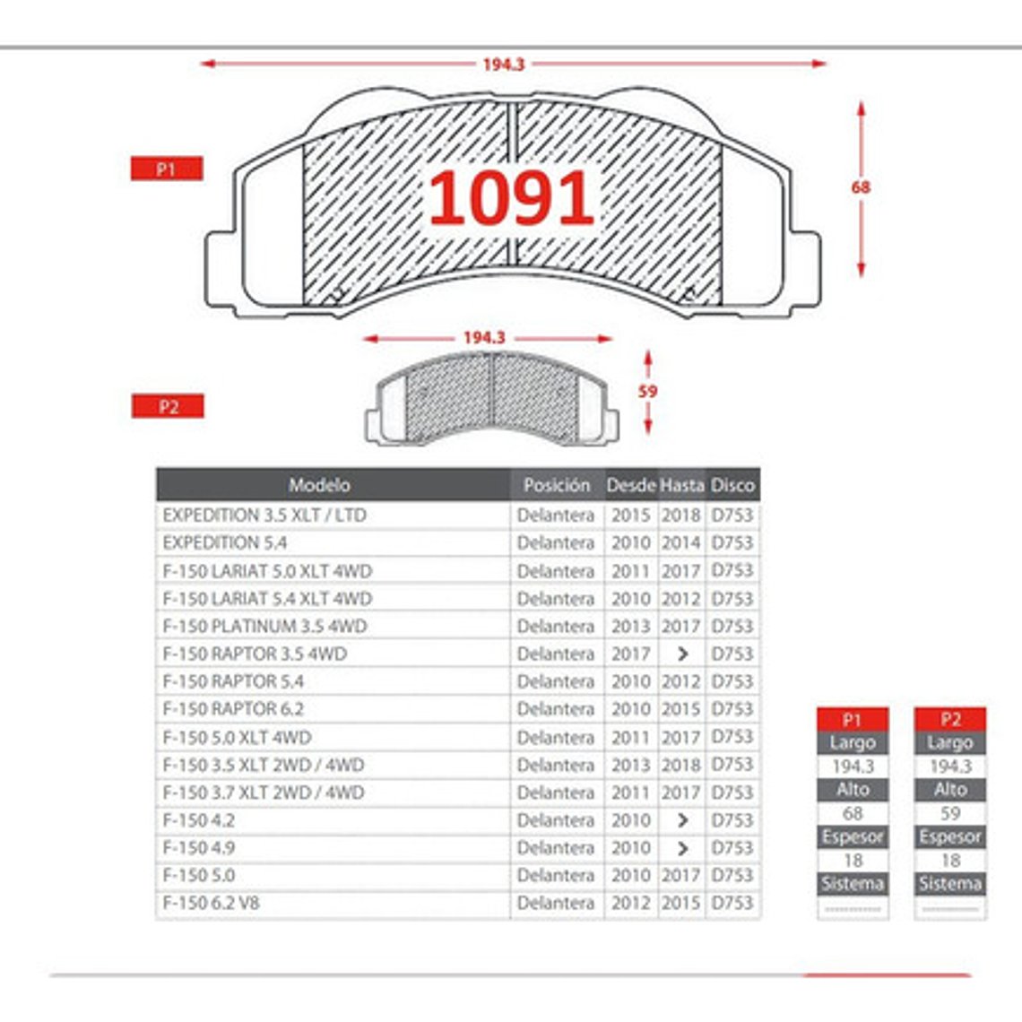Pastillas Freno Para Ford F150 2010 2020 Delantera Y Trasera 3