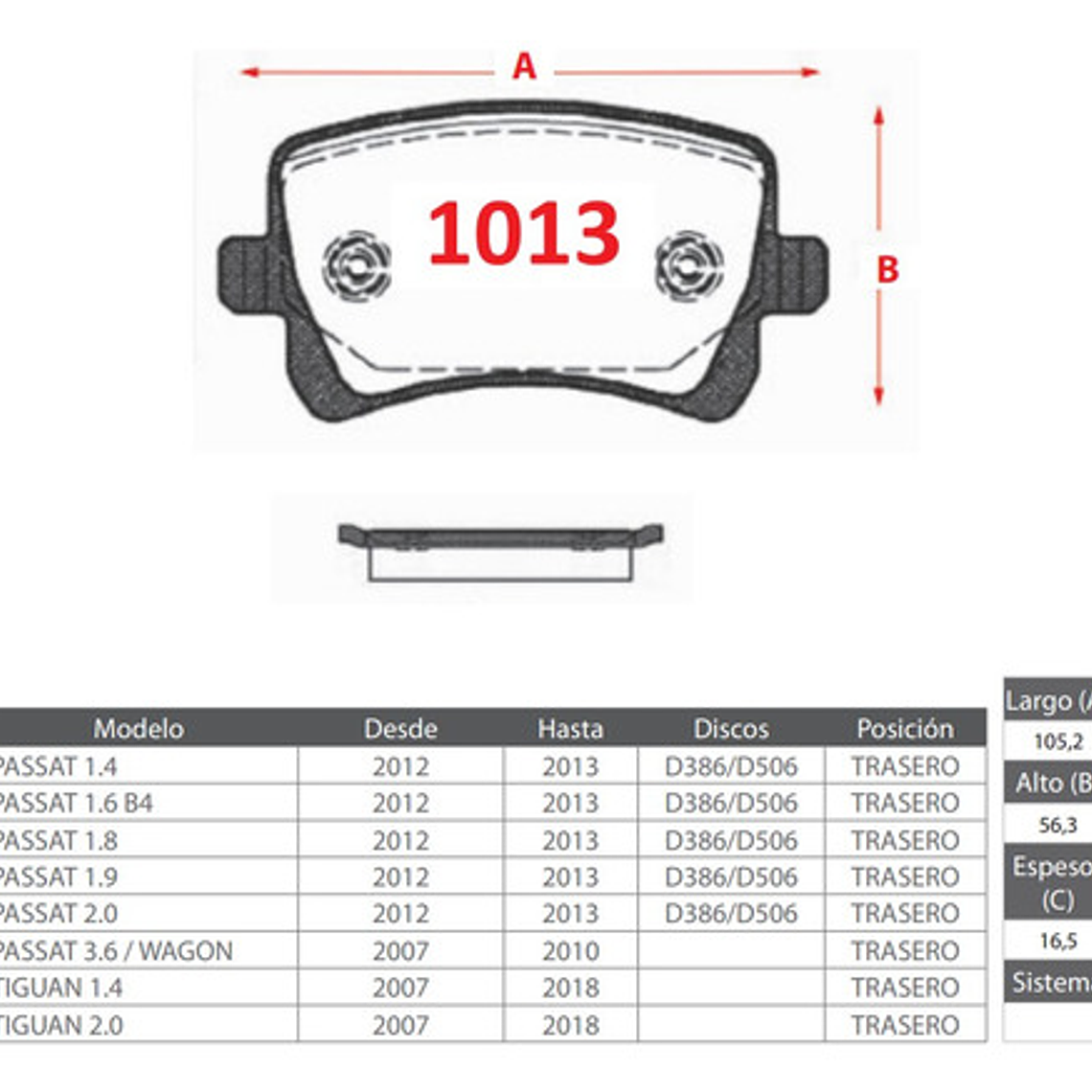 Pastillas Freno Traseras Gtx - Volkswagen Tiguan 2007 2016 3