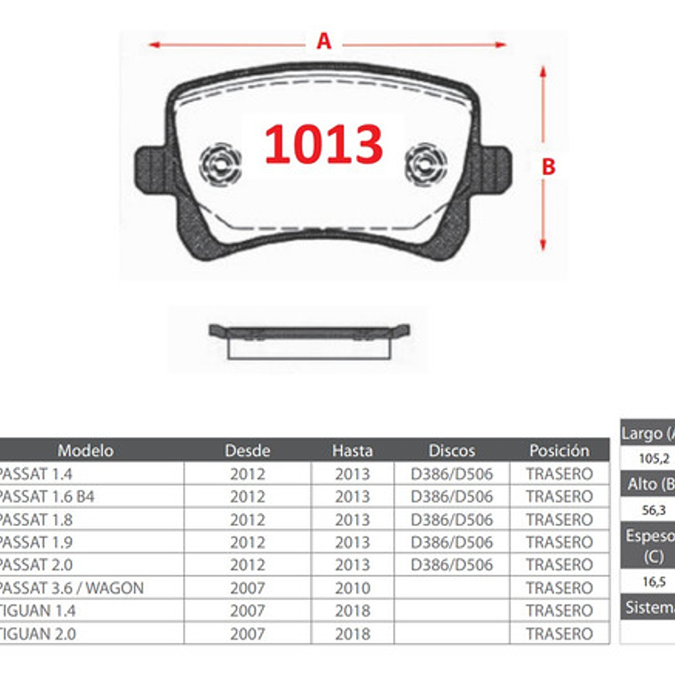 Pastillas Freno Traseras Gtx - Volkswagen Tiguan 2007 2016 3