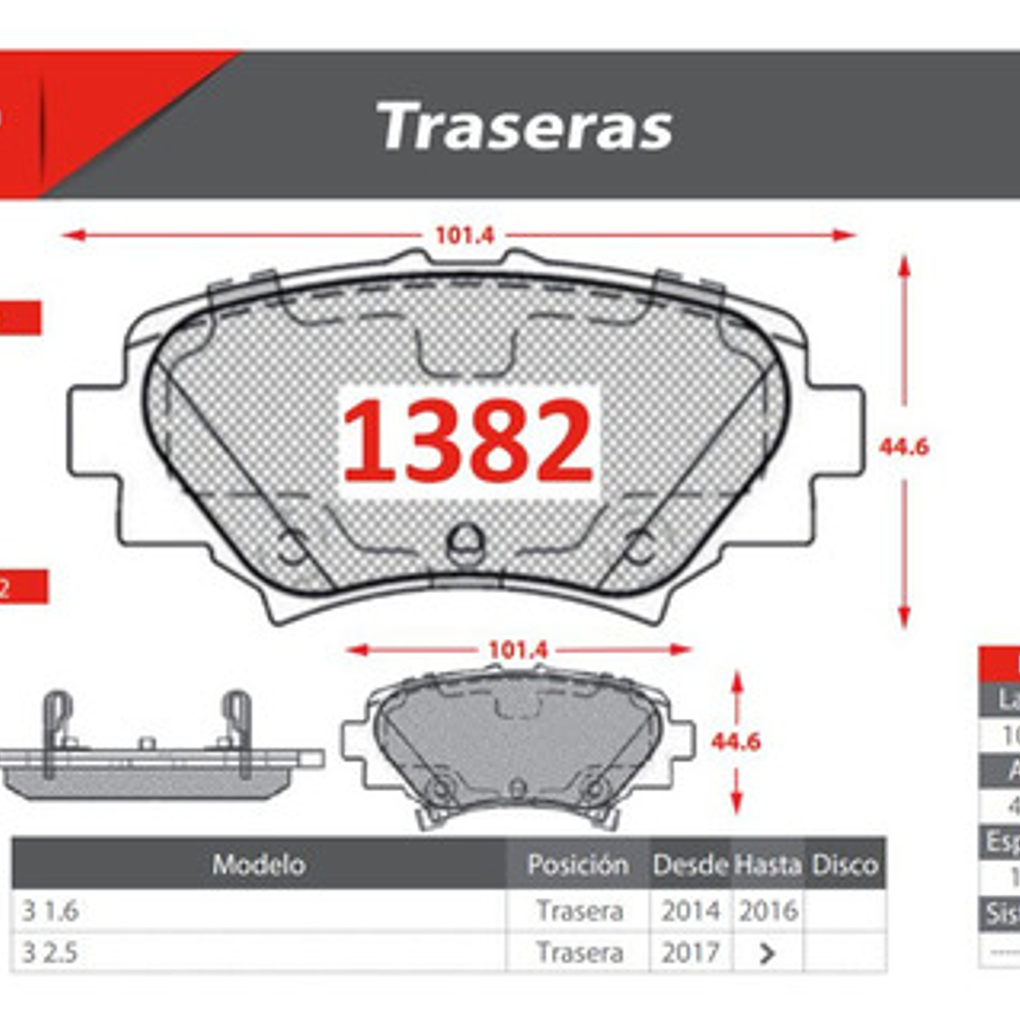 Pastillas De Frenos Traseras Bmo Cerámica Mazda 3 2013-2017 2