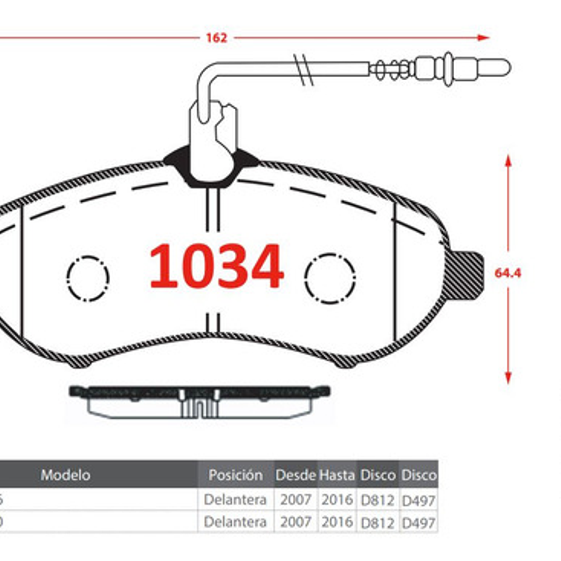 Pastillas Frenos Delanteras Cerámic Peugeot Expert 2007-2016 2
