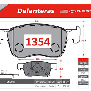 Pastillas Freno Delanteras Ceramica Chevrolet Sail 1.5 2016+
