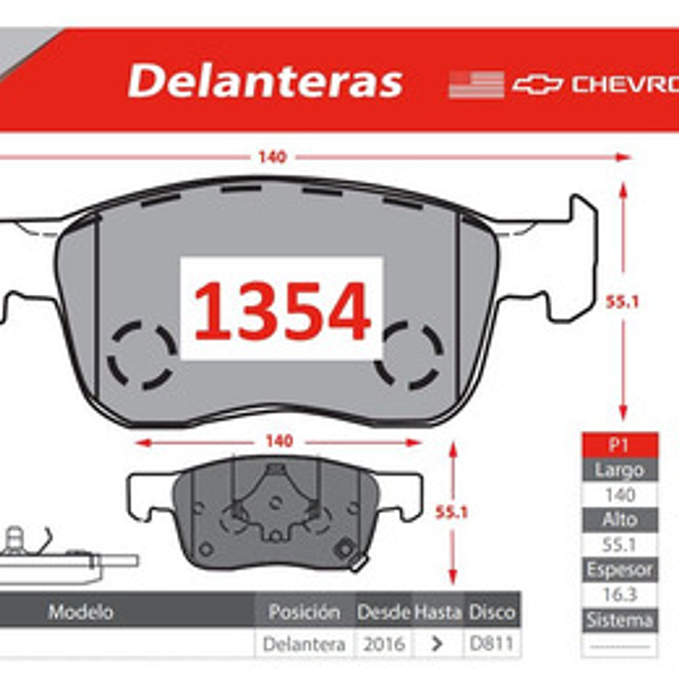 Pastillas Freno Delanteras Ceramica Chevrolet Sail 1.5 2016+ 2
