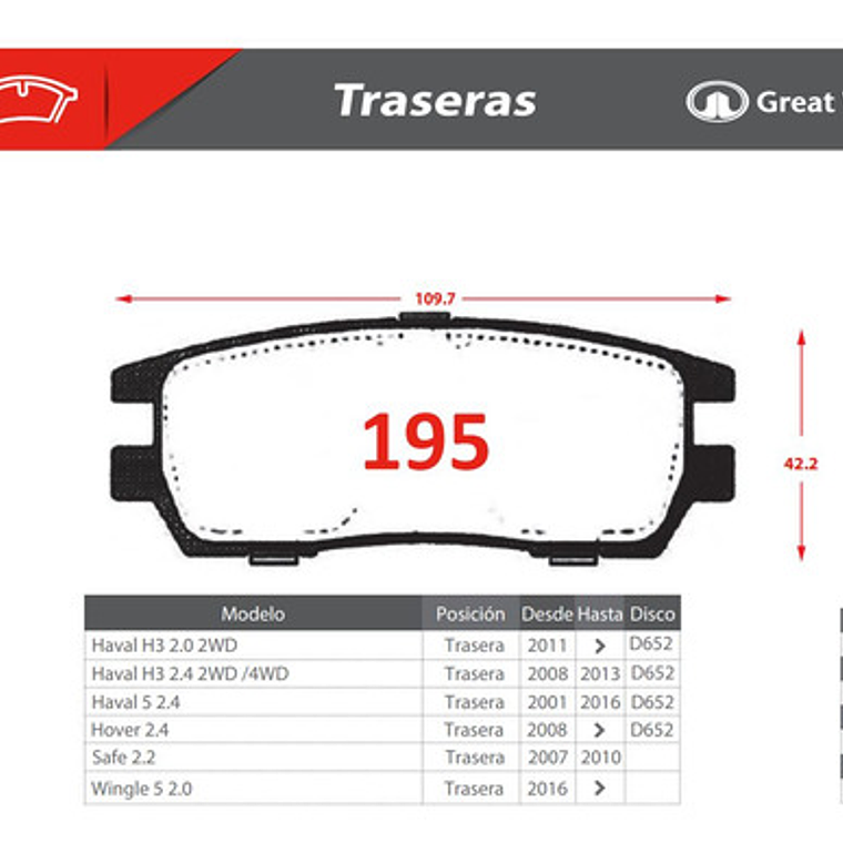 Pastillas Traseras Cerámica - Great Wall Haval H3 2008-2018 2