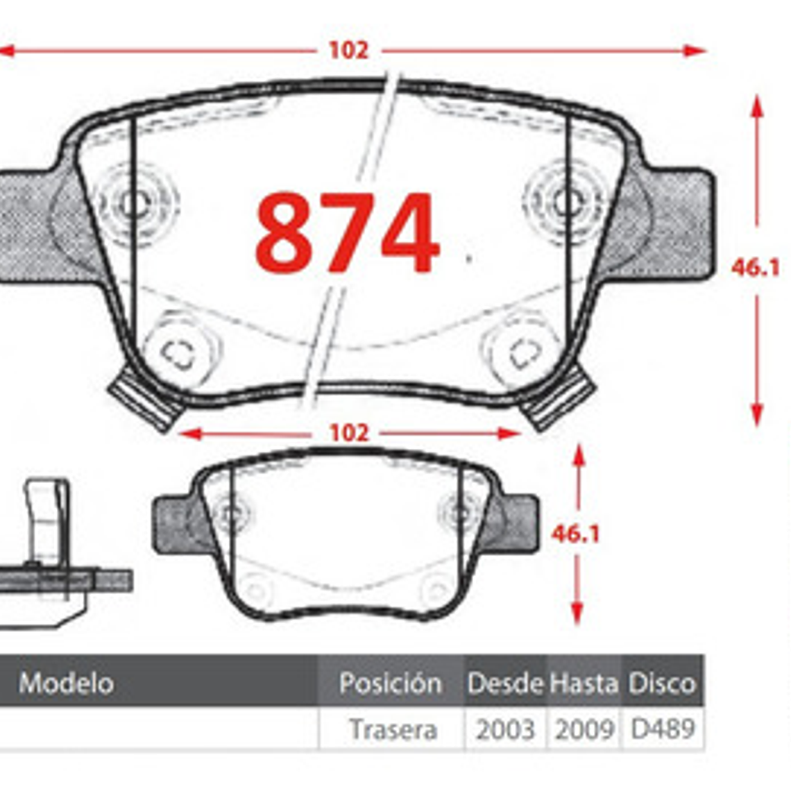 Pastillas De Frenos Traseras Toyota Avensis Lei 2004-2009 3