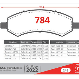 Pastillas Freno Delanteras Ram 1500 Ceramicas 2006 - 2019