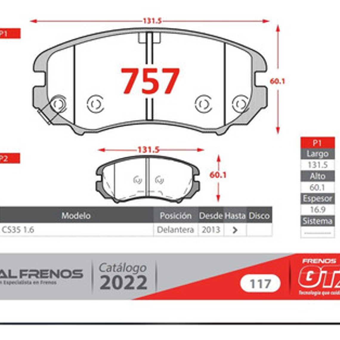 Pastilla Freno Gtx Delant Para Chery Tiggo 7 Pro 2022 2024 4