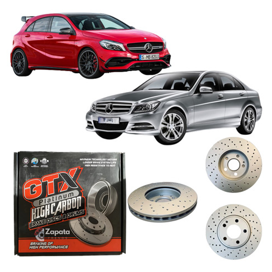 Discos Freno Delanteros Perforados Carbon Mercedes Benz A200 2