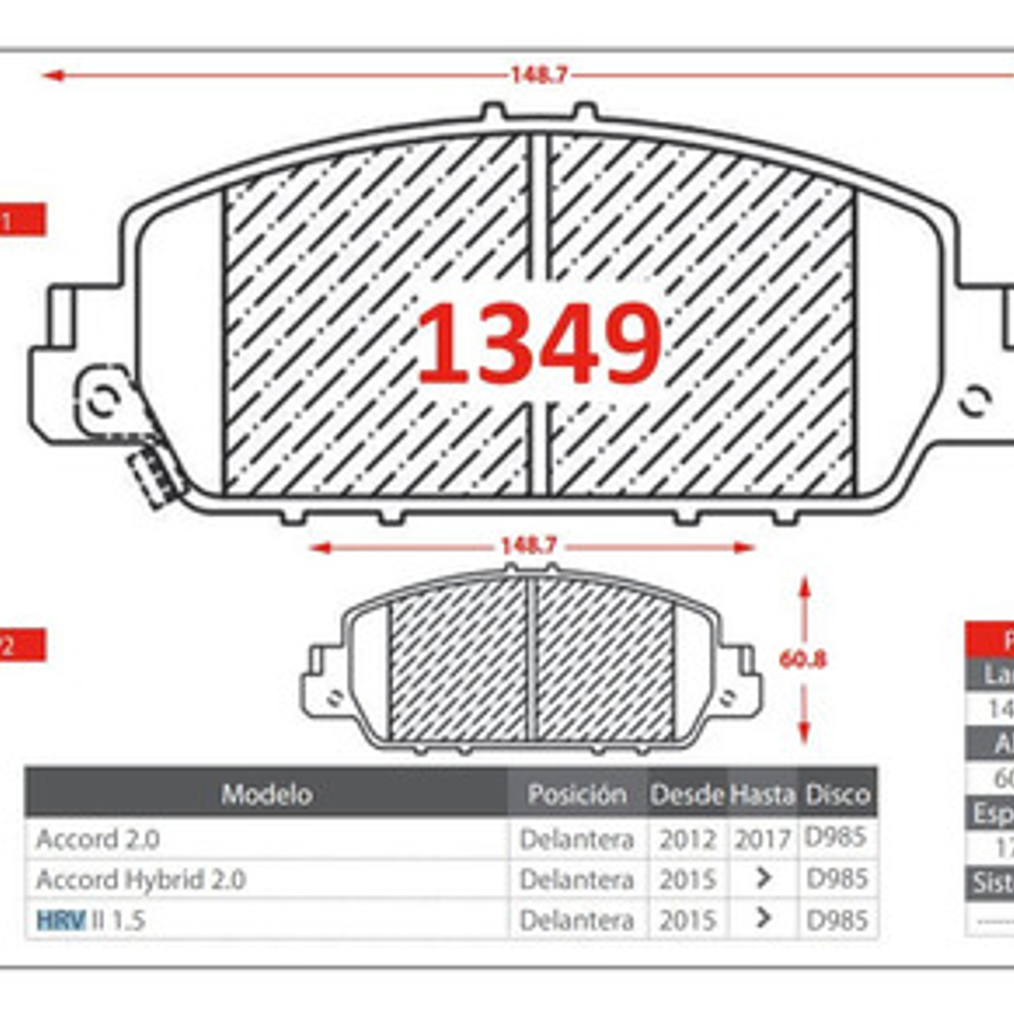 Pastillas De Freno Delanteras Gtx Cerámica Honda Hr-v 2015 + 3