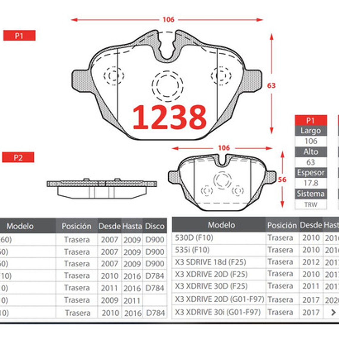 Kit Pastillas Frenos Cerámica Para Bmw X4 F26 2013 2018 2