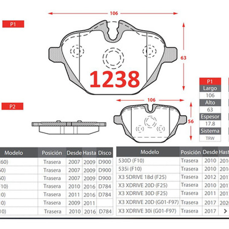 Kit Pastillas Frenos Cerámica Para Bmw X4 F26 2013 2018 2