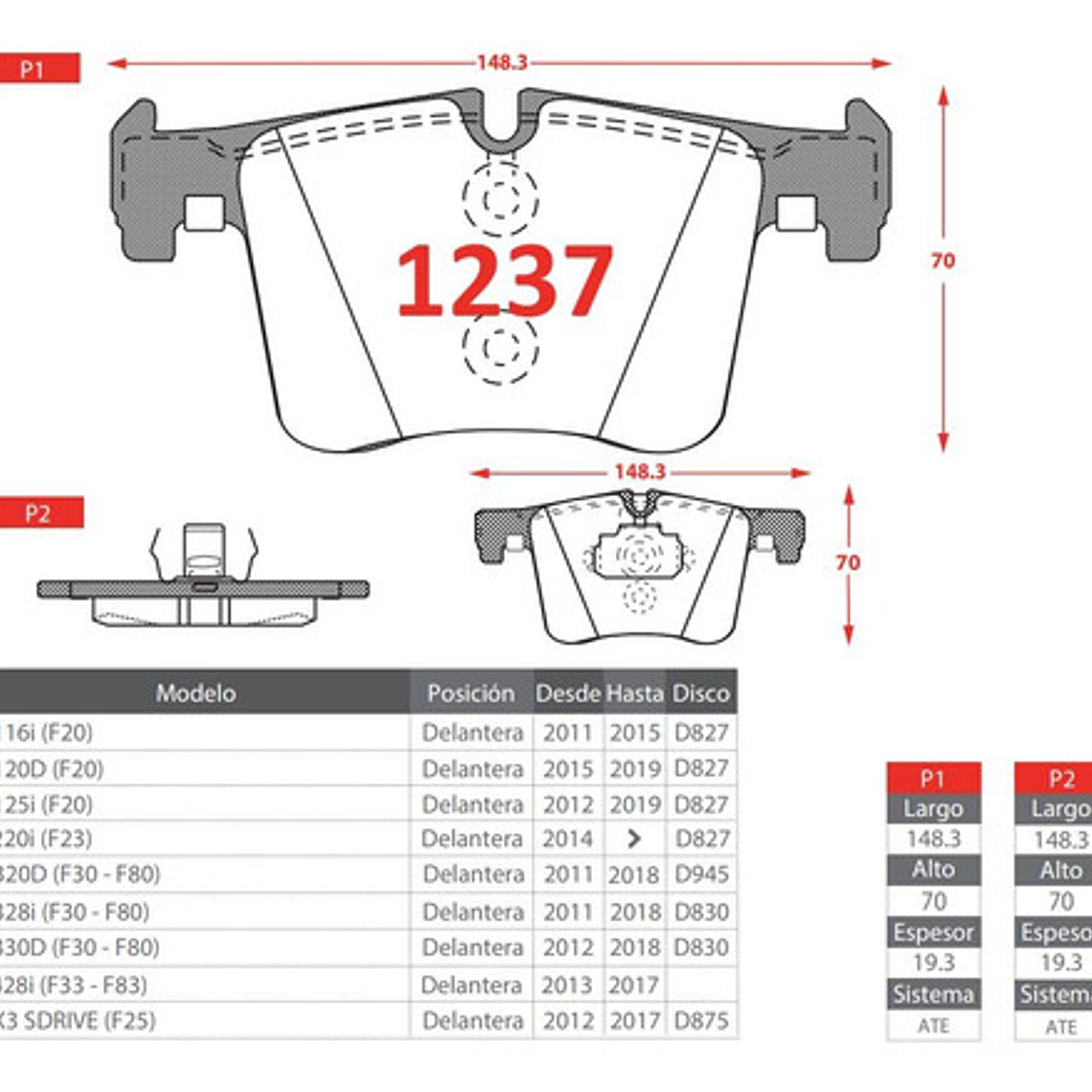 Kit Pastillas Frenos Cerámica Para Bmw X4 F26 2013 2018 3