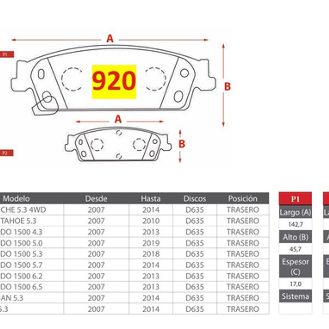 Kit Pastillas Freno Cerámica Para Chevrolet Tahoe 2008 2014 3