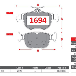 Pastillas Frenos Traseras Cupra Formentor 2.0 2022 +