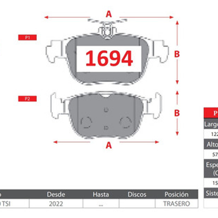 Pastillas Frenos Traseras Cupra Formentor 2.0 2022 + 2