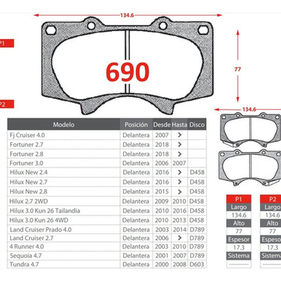 Discos Freno Delantero + Pastillas Toyota 4 Runner 2003-2010 5