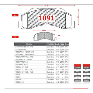 Pastillas De Frenos Delanteras Ceramica Ford F-150 2010-2020