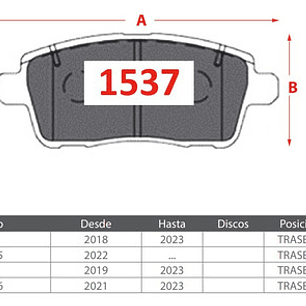 Pastillas Freno Traseras Gtx - Chery Tiggo 7 Año 2018+