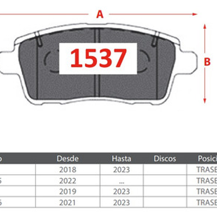 Pastillas Freno Traseras Gtx - Chery Tiggo 7 Año 2018+ 2