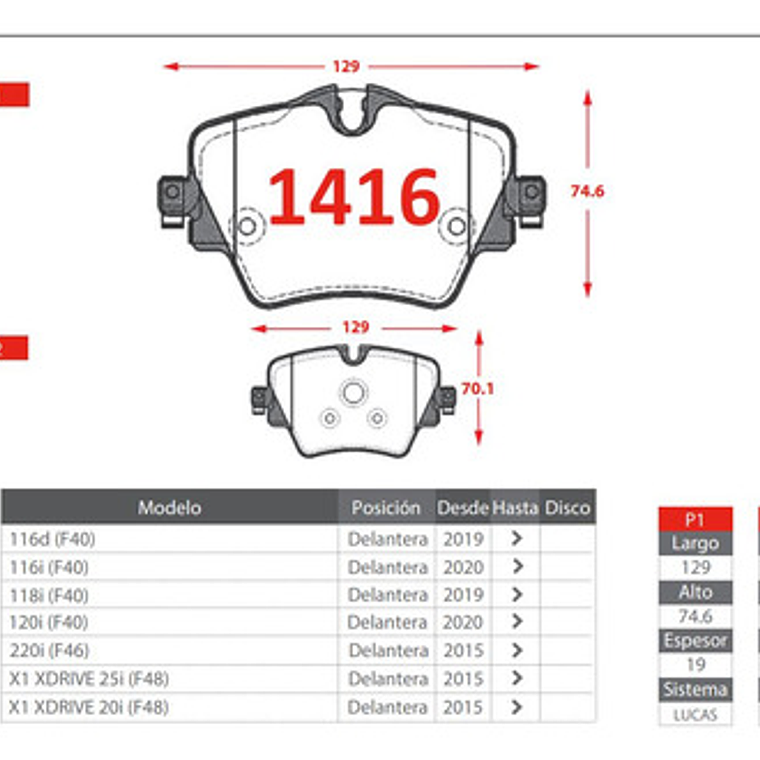 Pastillas Freno Delanteras Brembo Bmw 116-118-120 - 2019 + 3