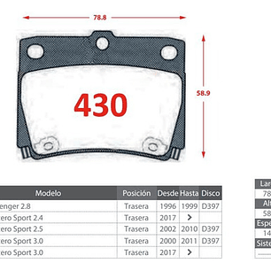 Pastilla Freno Del + Tras Mitsubishi Montero Sport 2017 +