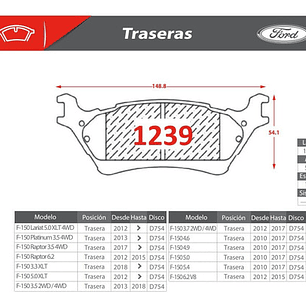Pastillas De Frenos Traseras Gtx Ford F-150 2010-2014