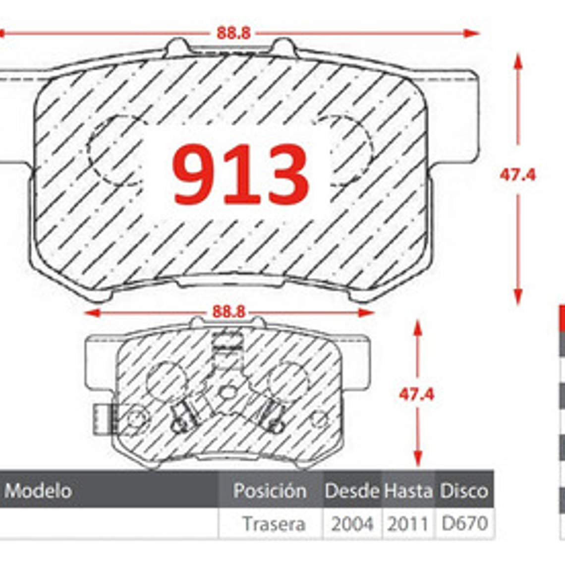 Pastillas De Frenos Traseras Honda Crv 2011-2017 2