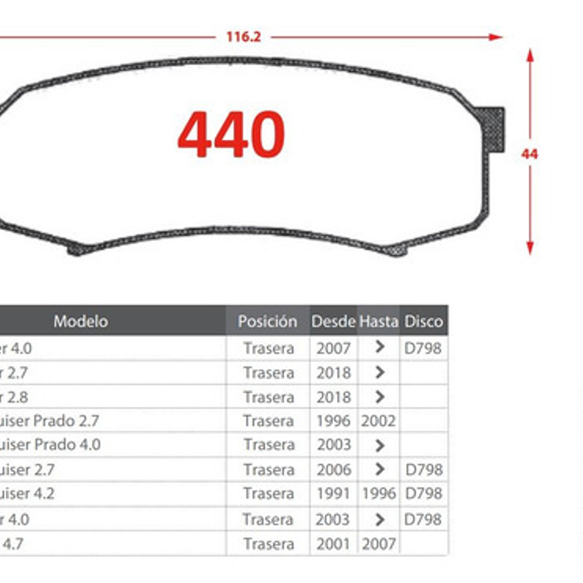 Discos Freno Traseros + Pastillas Toyota 4 Runner 2009 2022 5
