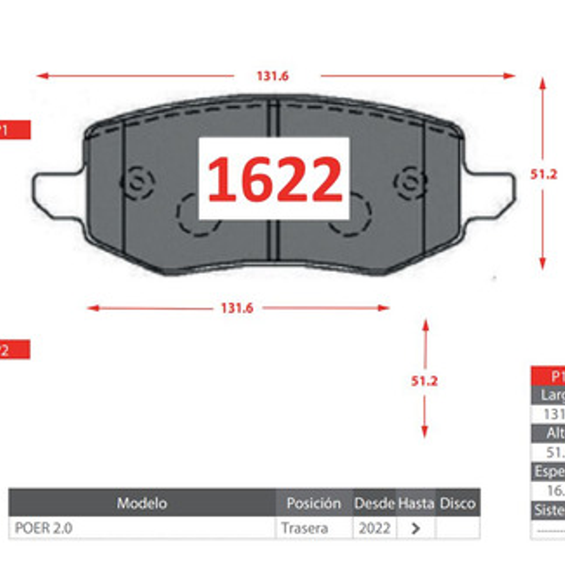 Pastillas Freno Tras Gtx Para Great Wall Poer 2.0 2022 + 4