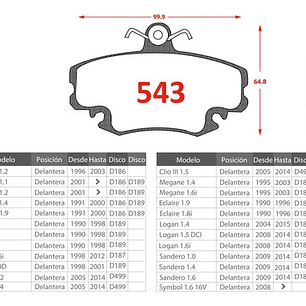 Pastilla De Freno Delantera Renault Clio 1.5 2005 2014