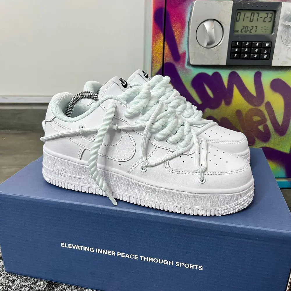 NIKE AIR FORCE 1 TRIPLE WHITE "CUSTOM"