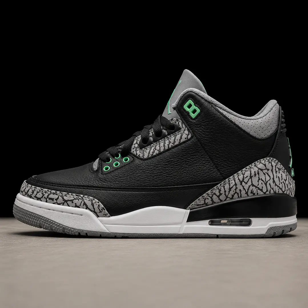 Jordan Retro 3 Green Glow 1