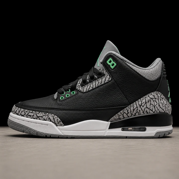 Jordan Retro 3 Green Glow 1