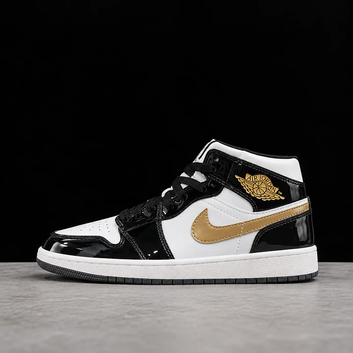 Jordan 1 Mid Patent Black Gold-Envío Rapido 1