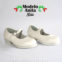 Zapatos Cueca Modelo Anita Blanco Niña