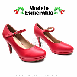 Zapatos Cueca Modelo Esmeralda Rojo