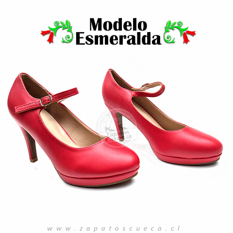 Zapatos Cueca Modelo Esmeralda Rojo