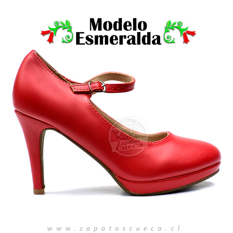 Zapatos Cueca Modelo Esmeralda Rojo