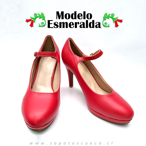 Zapatos Cueca Modelo Esmeralda Rojo