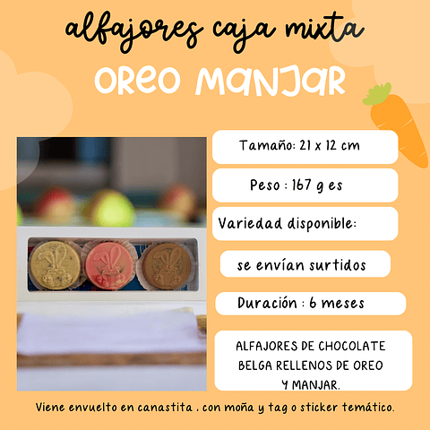 Caja de 3 alfajores de oreo
