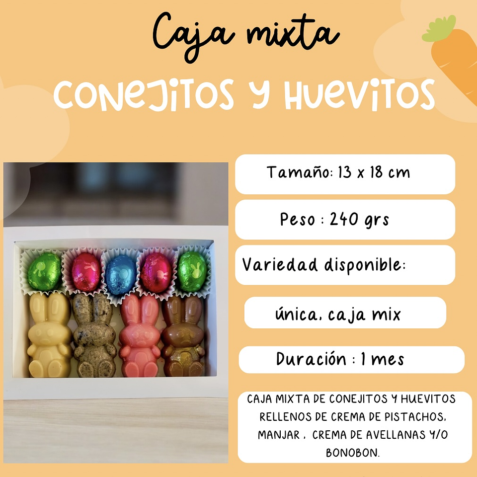 Caja Mixta conejitos y huevitos GRANDE  2