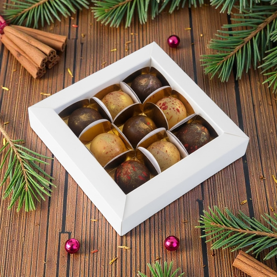 Caja 9 unidades bombones Calafate y ruibarbo 1