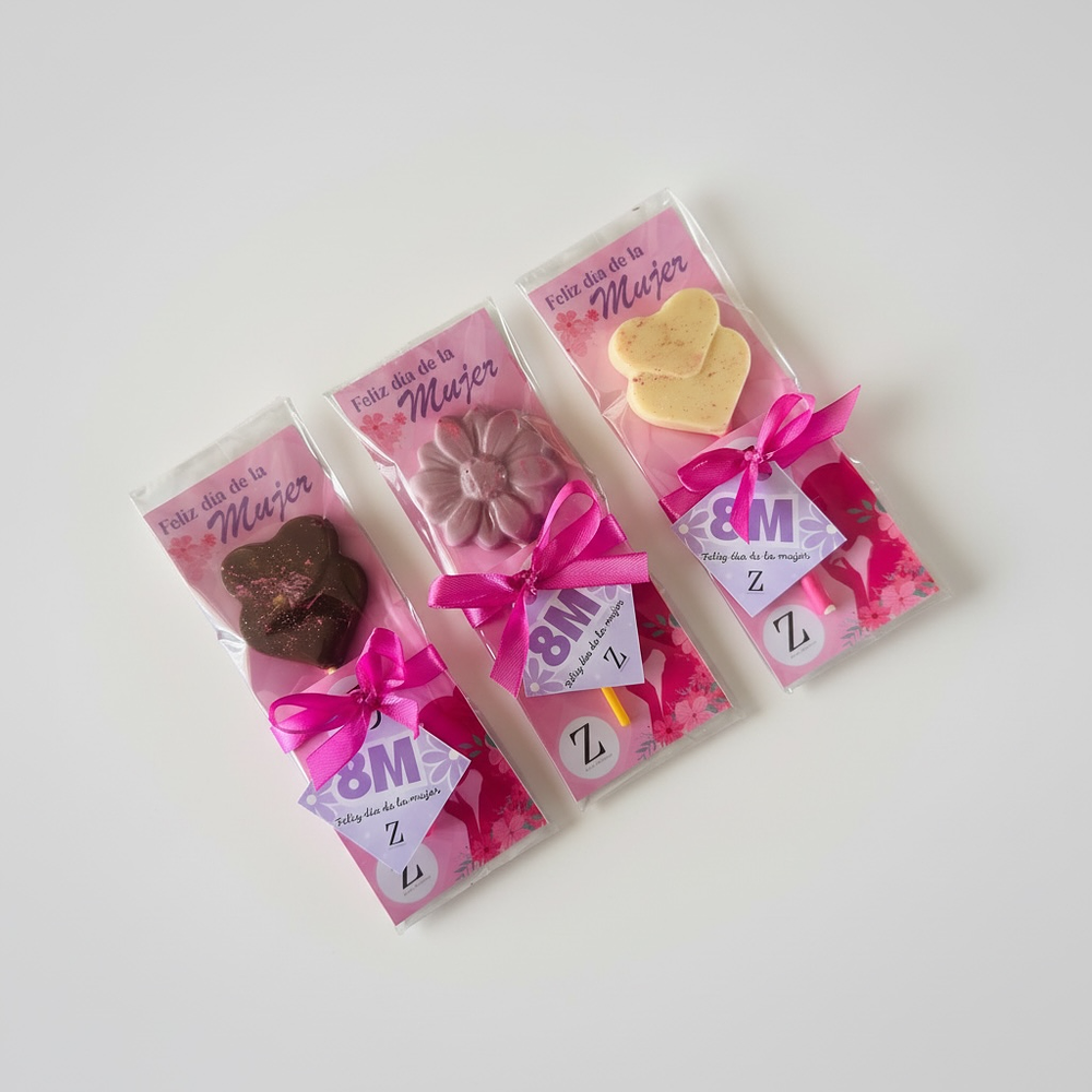 Paleta con tarjeta del día de la mujer